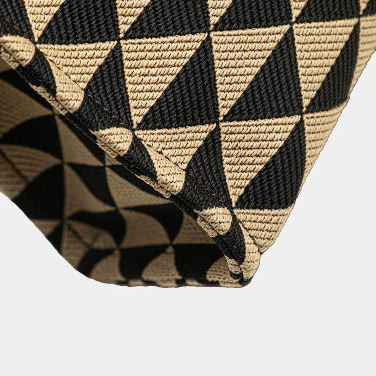 Pre Owned Prada Brown Embroidered Canvas Triangolo Symbole Shopping Tote