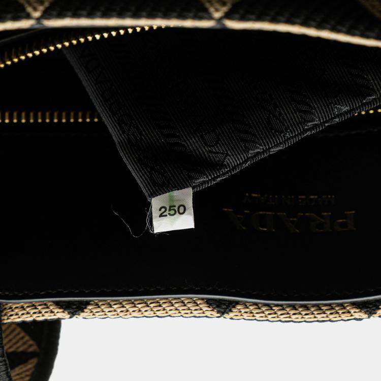 Pre Owned Prada Brown Embroidered Canvas Triangolo Symbole Shopping Tote