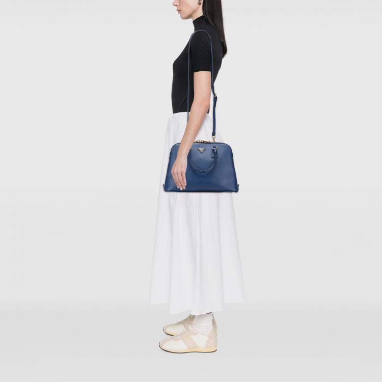 Pre Owned Prada Blue Medium Saffiano Lux Promenade Satchel