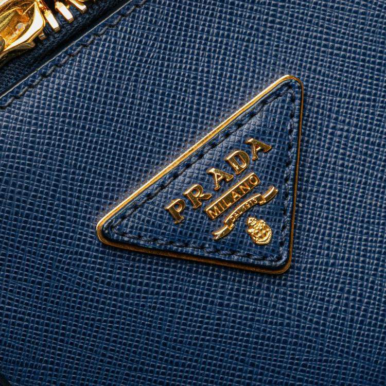 Pre Owned Prada Blue Medium Saffiano Lux Promenade Satchel