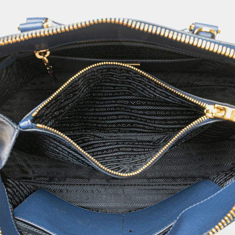 Pre Owned Prada Blue Medium Saffiano Lux Promenade Satchel