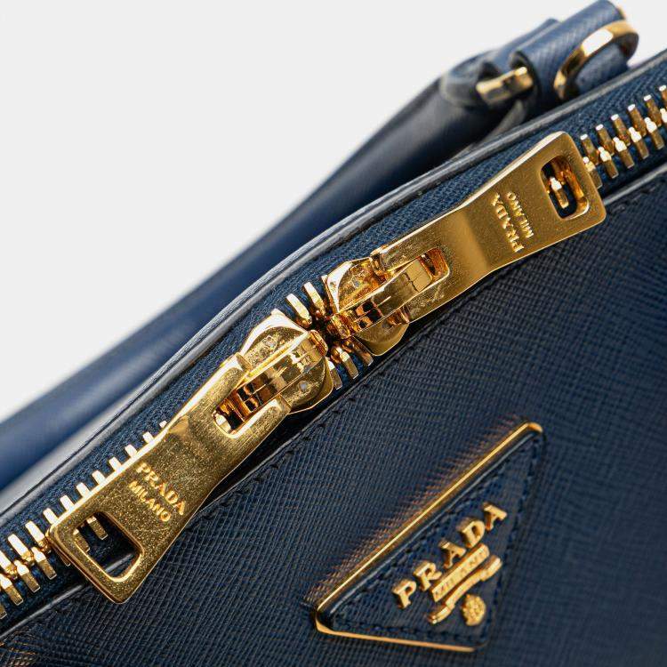 Pre Owned Prada Blue Medium Saffiano Lux Promenade Satchel