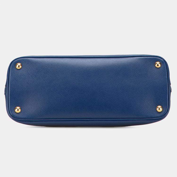 Pre Owned Prada Blue Medium Saffiano Lux Promenade Satchel