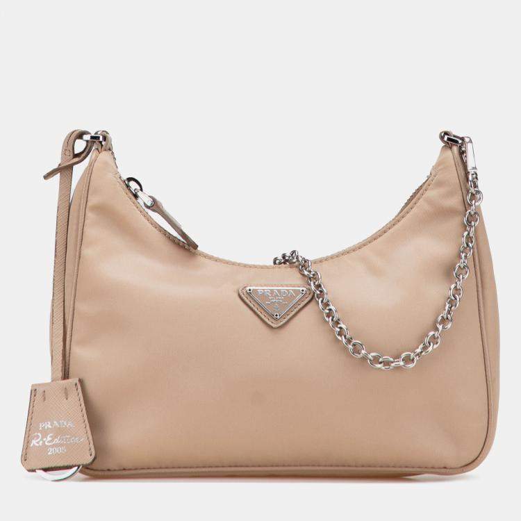 Pre Owned Prada Brown Re Nylon Re Edition 2005 Satchel