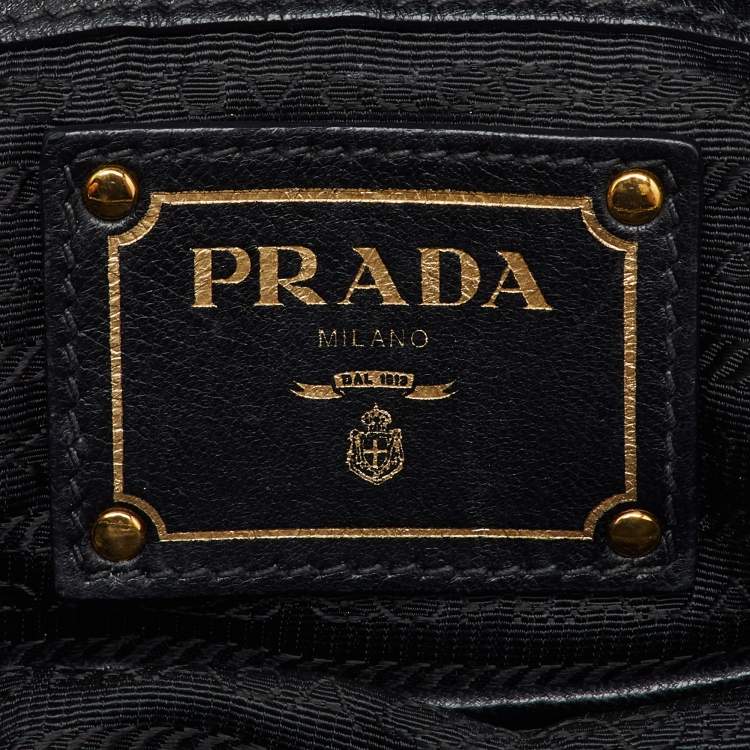 Pre Owned Prada Black Nappa Leather Gaufre Tote