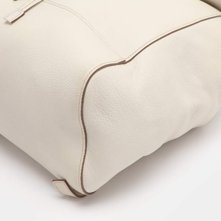 Pre Owned Prada Cream Leather Drawstring Backpack