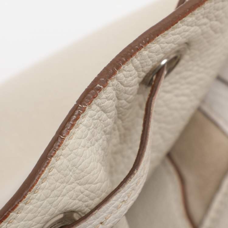 Pre Owned Prada Cream Leather Drawstring Backpack