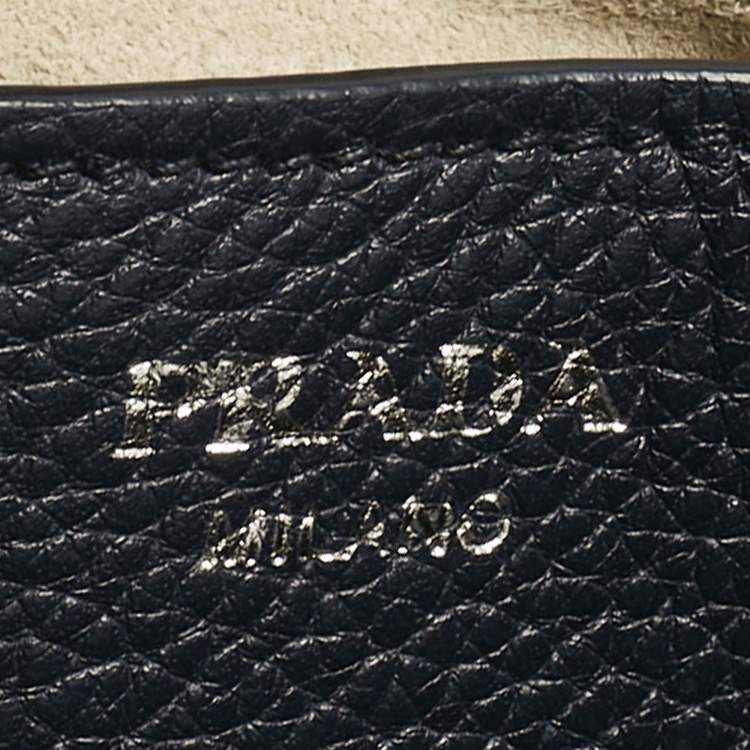 Pre Owned Prada Navy Blue Leather Drawstring Flap Backpack