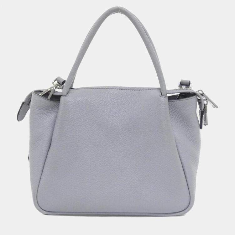 Pre Owned Prada Grey Leather Handbag
