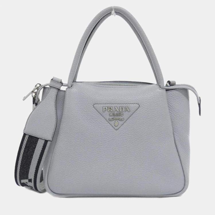 Pre Owned Prada Grey Leather Handbag