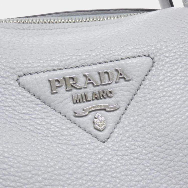 Pre Owned Prada Grey Leather Handbag