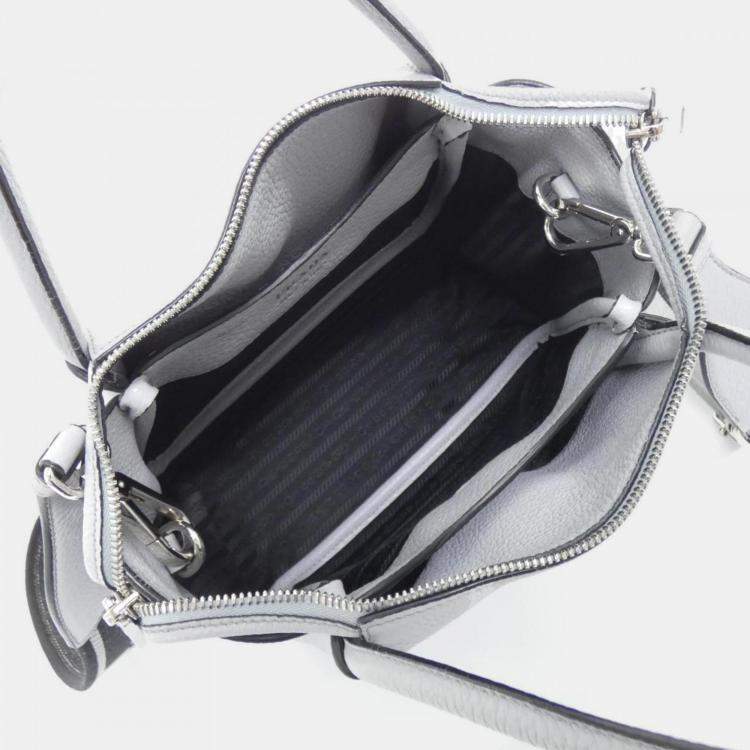 Pre Owned Prada Grey Leather Handbag