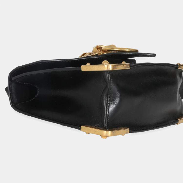 Pre Owned Prada Black Antic Soft Saffiano Lions Head Cahier Shoulder Bag