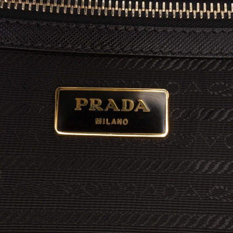 Pre Owned Prada Black Saffiano Lux Convertible Bowler Bag