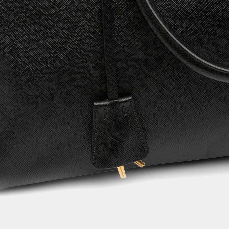 Pre Owned Prada Black Saffiano Lux Convertible Bowler Bag