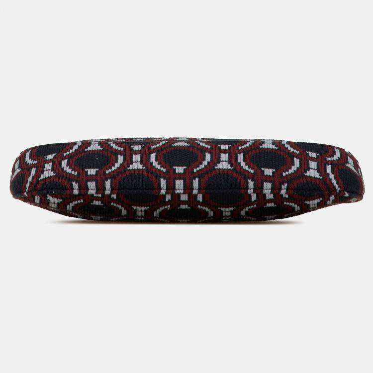 Pre Owned Prada Black Jacquard Knit Cleo Shoulder Bag