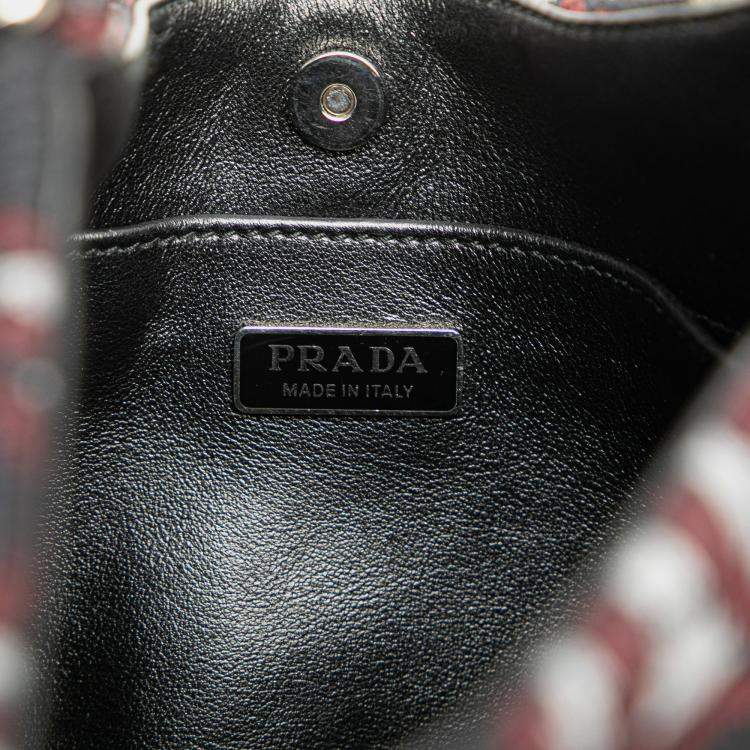 Pre Owned Prada Black Jacquard Knit Cleo Shoulder Bag