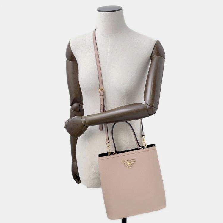 Pre Owned Prada Panier 2Wayhandbag Pink/Black Leather