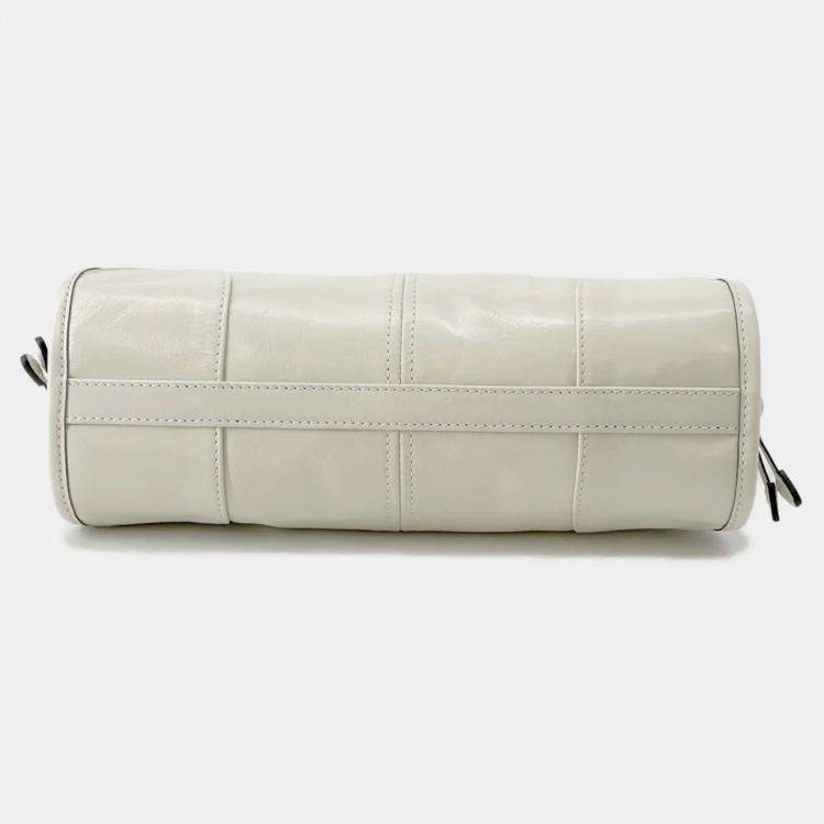 Pre Owned Prada Bonnie Shoulder Bag White Leather Size Small