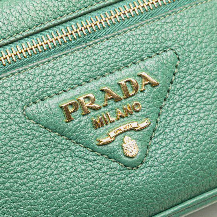 Pre Owned Prada Green Mini Vitello Daino Vanity Top Handle Bag