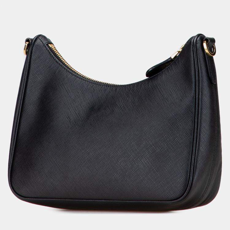 Pre Owned Prada Black Saffiano Re-Edition 2005 Satchel