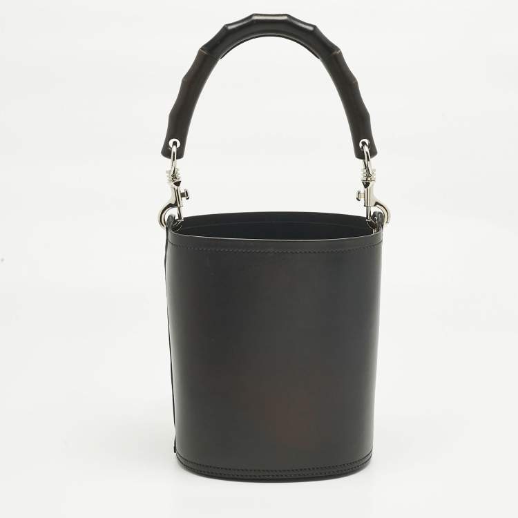 Pre Owned Prada Black Leather Tambour Bucket Bag