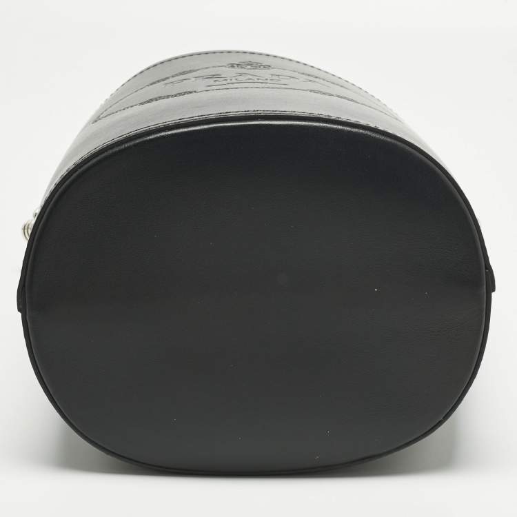 Pre Owned Prada Black Leather Tambour Bucket Bag