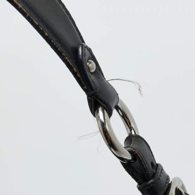 Pre Owned Prada Black Leather Fringe Hobo 