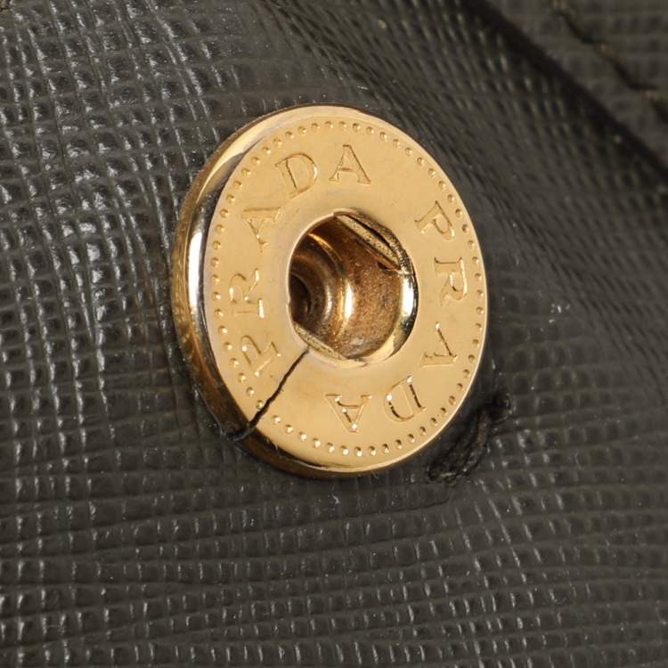 Pre Owned Prada Green Saffiano Lux Leather Small Double Zip Tote