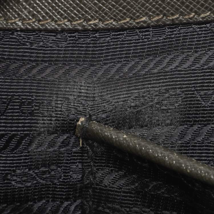 Pre Owned Prada Green Saffiano Lux Leather Small Double Zip Tote