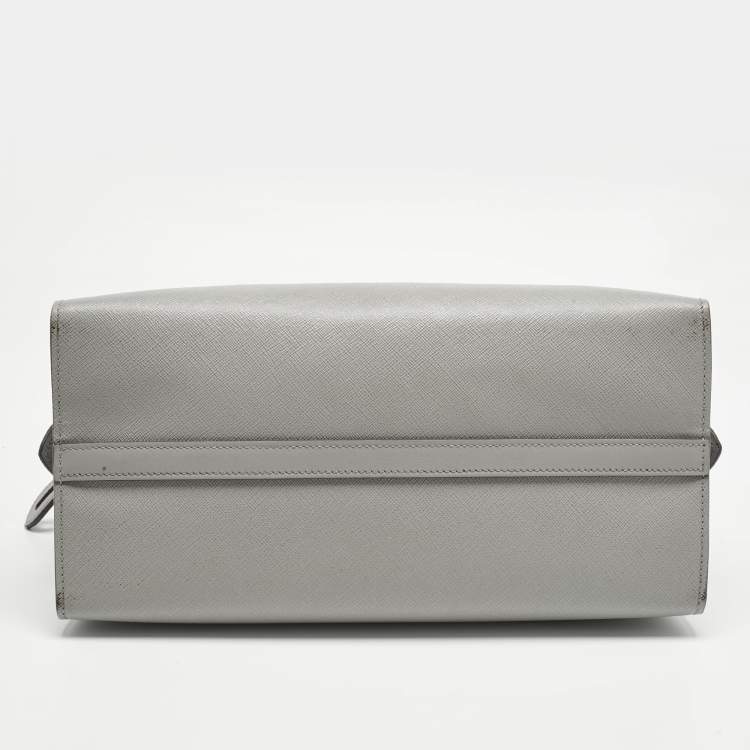 Pre Owned Prada Grey Saffiano and City Leather Paradigme Tote