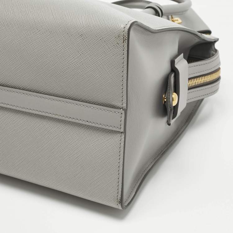 Pre Owned Prada Grey Saffiano and City Leather Paradigme Tote