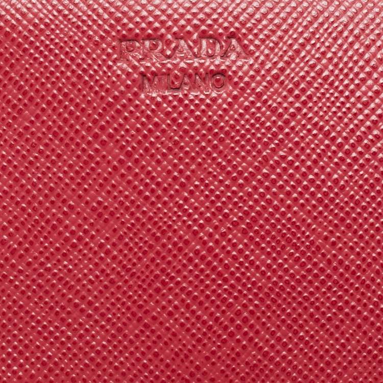 Pre Owned محفظة برادا كونتيننتال جلد سافيانو معدني وردي بقوس قلاب