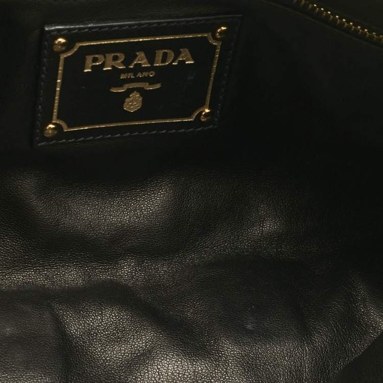 Pre Owned Prada Black Snakeskin Pietre Crystals Embellished Chain Clutch