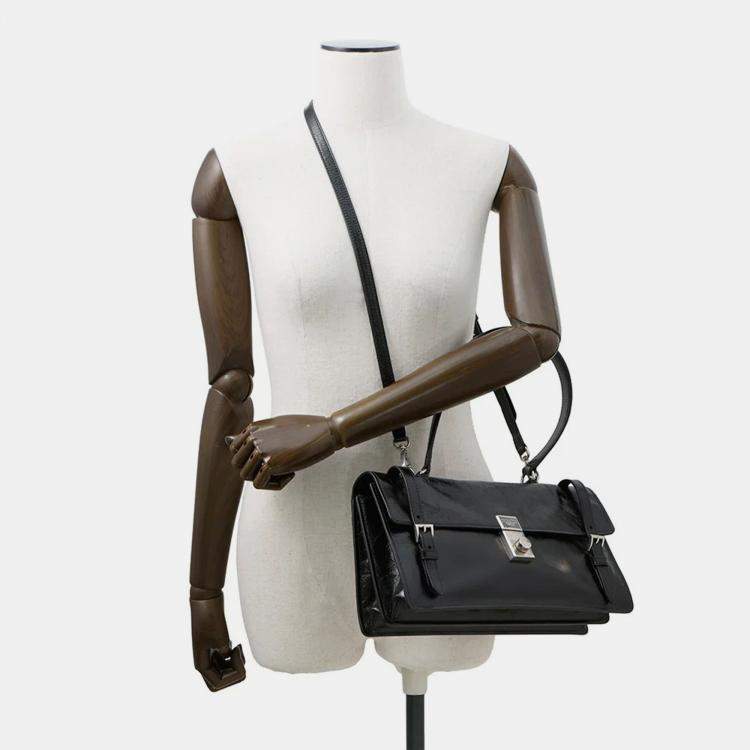 Pre Owned Prada 2025Ss 2Way Shoulder Bag Black Leather Size Medium