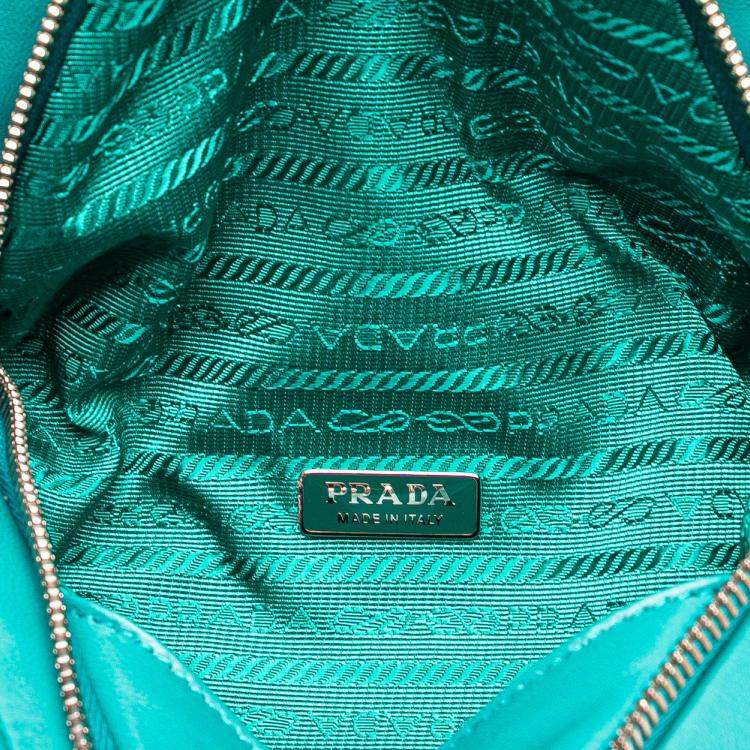 Pre Owned Prada Blue Nappa Padded Signaux Triangle Satchel