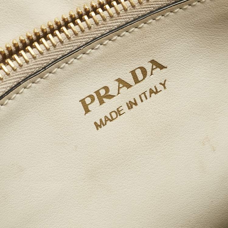 Pre Owned Prada Cream Soffiano Cuir Leather Small Monochrome Tote