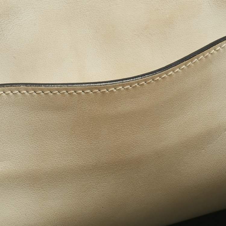 Pre Owned Prada Cream Soffiano Cuir Leather Small Monochrome Tote