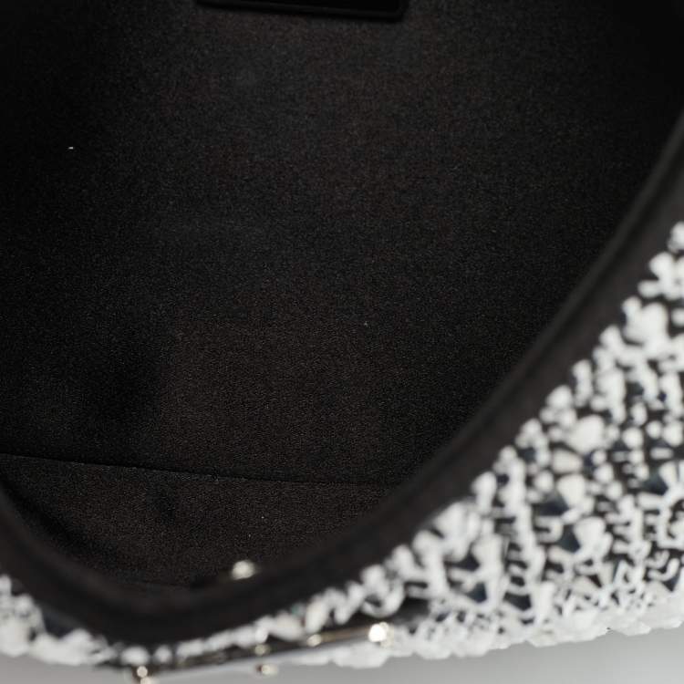 Pre Owned Prada Black Satin Cleo Crystals Hobo