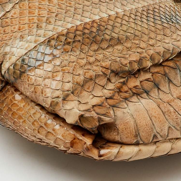 Pre Owned Prada Brown/Grey Python Zip Clutch