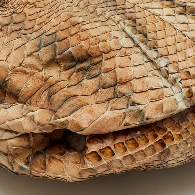 Pre Owned Prada Brown/Grey Python Zip Clutch