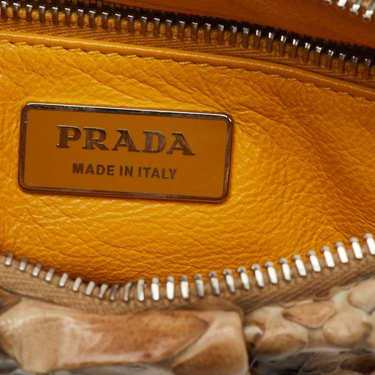 Pre Owned Prada Brown/Grey Python Zip Clutch