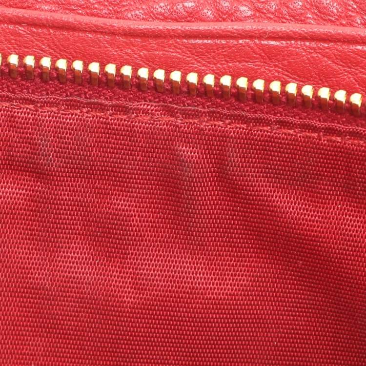 Pre Owned Prada Red Leather Continental Wallet