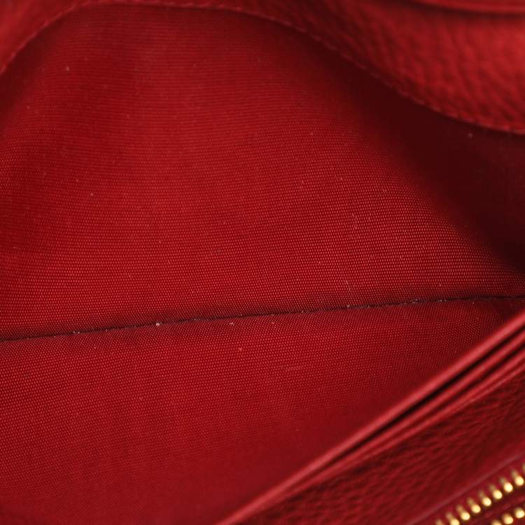 Pre Owned Prada Red Leather Continental Wallet