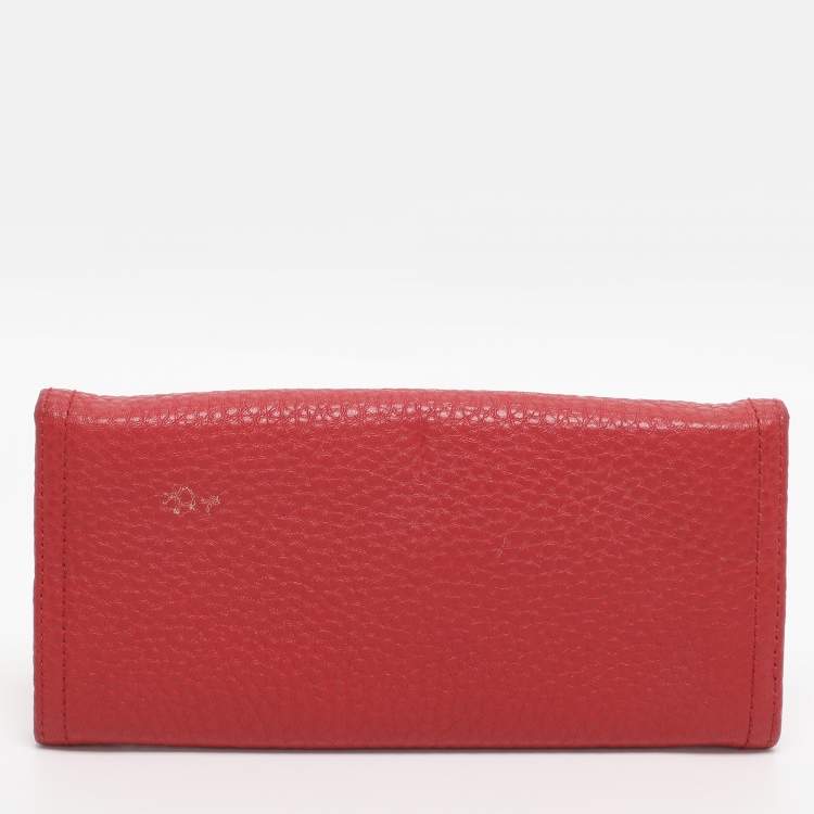 Pre Owned Prada Red Leather Continental Wallet