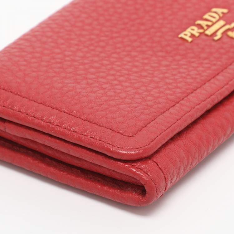 Pre Owned Prada Red Leather Continental Wallet