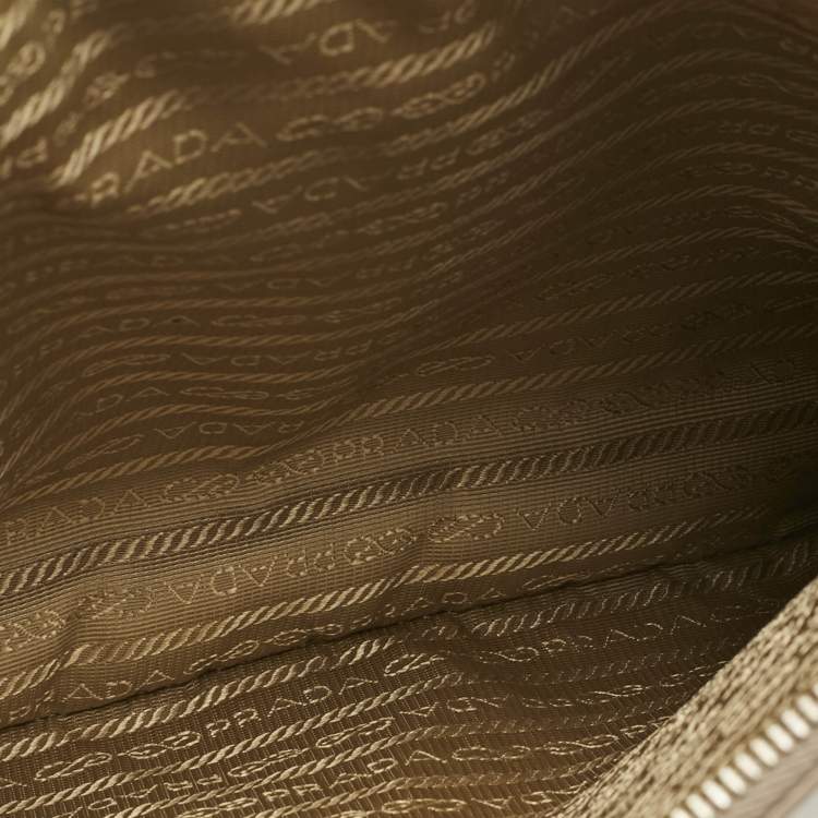 Pre Owned Prada Two Tone Beige Saffino Leather Medium Double Zip Tote