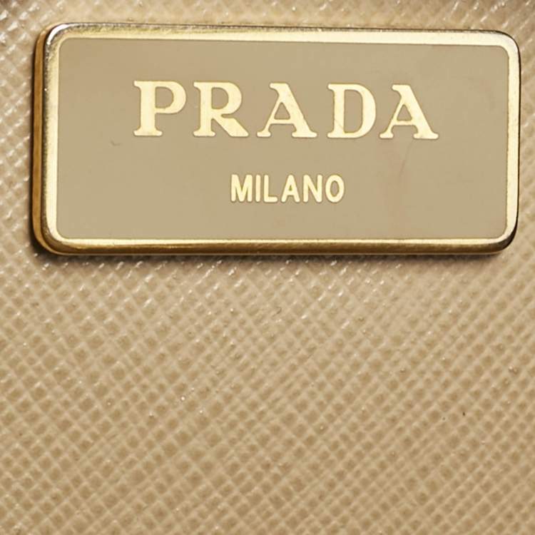 Pre Owned Prada Two Tone Beige Saffino Leather Medium Double Zip Tote