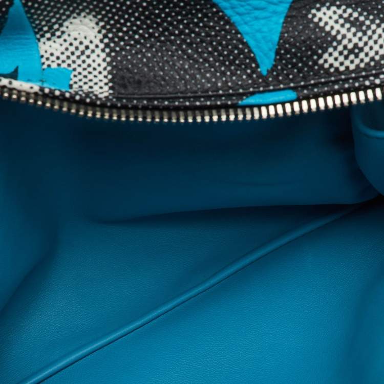 Pre Owned Prada Black Vitello Daino Leather Rabbit Print Inside Satchel