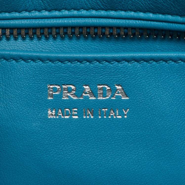 Pre Owned Prada Black Vitello Daino Leather Rabbit Print Inside Satchel